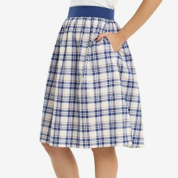 Her Universe Dr. Who Plaid Police Box Novelty Print Skirt size Large - Picture 2 of 15